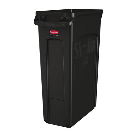 Rubbermaid Slim Jim Container with Venting Channels Black 87Ltr