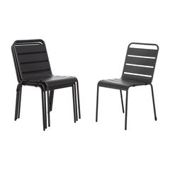 Bolero Amalfi Slatted Steel Side Chairs Grey (4 Pack)