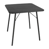 Bolero Amalfi Slatted Square Steel Folding Table Black 700mm