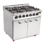 Buffalo 6 Burner Gas Oven Range with Castors