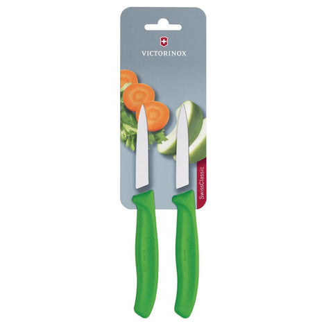 Victorinox Pointed Tip Paring Knife 8cm Green (Pack of 2)