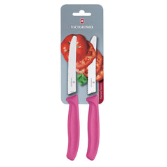 Victorinox 2 Piece Serrated Tomato/Utility Knives (Blister Pack) 11cm - Pink