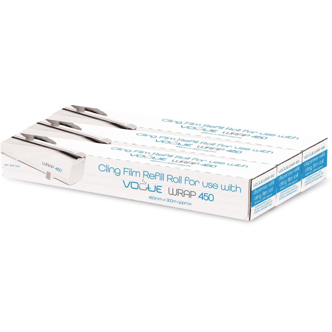 Vogue Cling Film 300m fits Wrap450 Dispenser (Pack of 3)