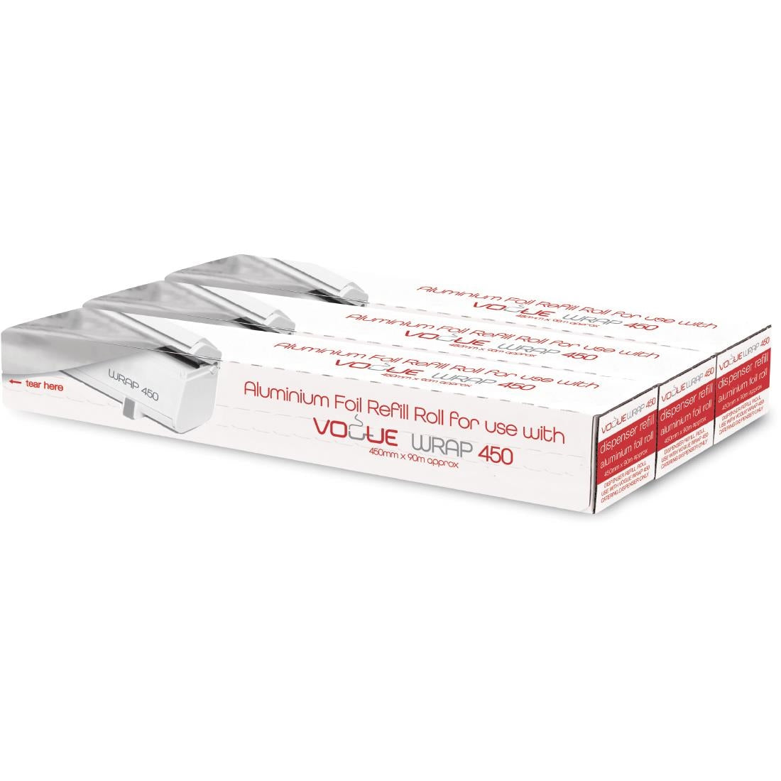 Vogue Aluminium Foil 90m fits Wrap450 Dispenser (Pack of 3)