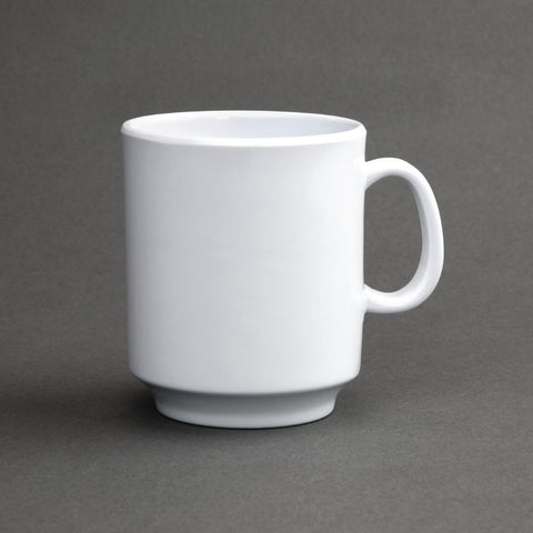 Kristallon Melamine Mugs White 340ml 12oz (Pack of 6)