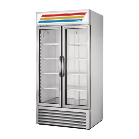 True 2 Glass Door 991L Upright Display Fridge Aluminium GDM-35-HC-LD-Alu