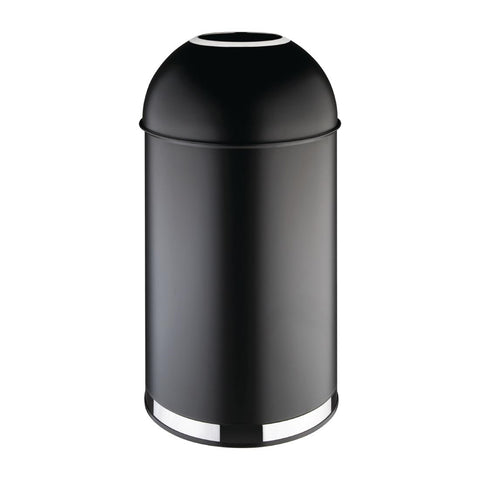 Bolero 40Ltr Black Steel Bullet Bin with Open Lid