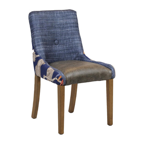 Bath Dining Chair Weathered Oak with Helbeck Midnight Back Saddle Ash Seat