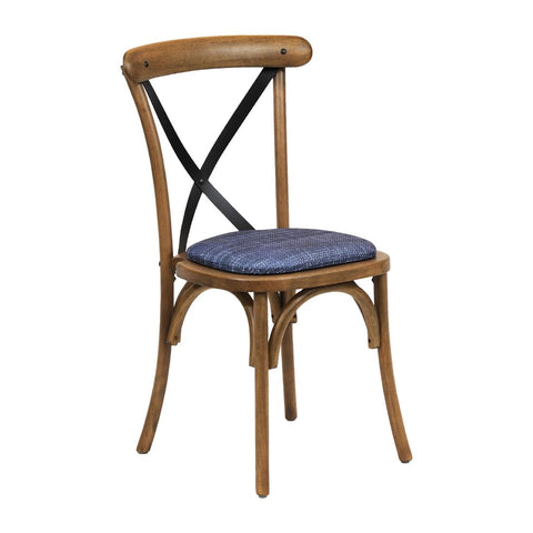 Bristol Dining Chair Weathered Oak with Padded Seat Helbeck Midnight (Pack of 2)