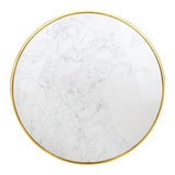 Bolero Round Marble Table Top with Brass Effect Rim White 600mm