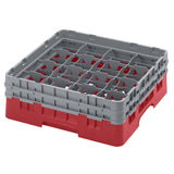 Cambro Camrack Red 16 Compartments Max Glass Height 133mm