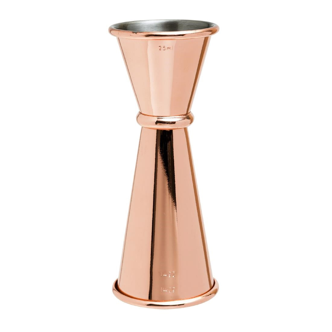 Beaumont Copper Plated Banded Jigger Measure 25ml/35ml/50ml