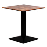 Turin Metal Base Square Dining Table with Laminate Top Planked Oak 600mm