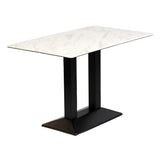 Turin Metal Base Rectangular Dining Table with Laminate Top Marble 1200x700mm