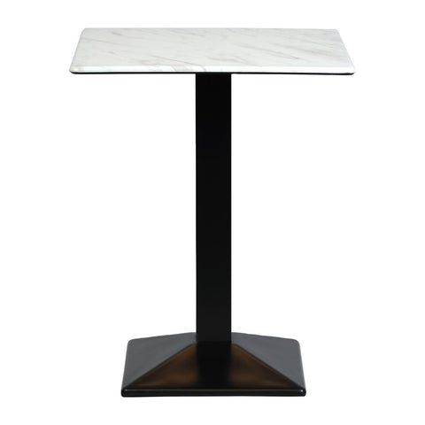 Turin Metal Base Square Poseur Table with Laminate Top Marble 700mm