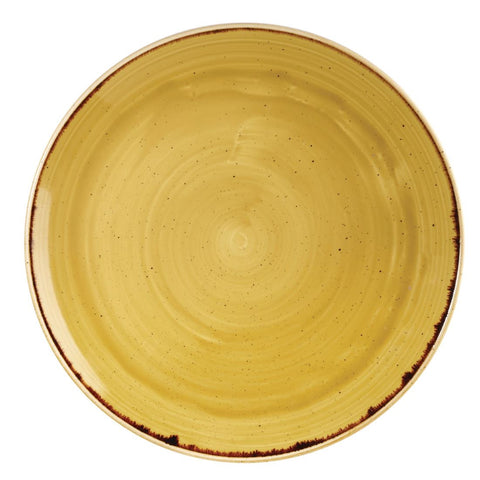 Churchill Stonecast Round Coupe Plate Mustard Seed Yellow 288mm