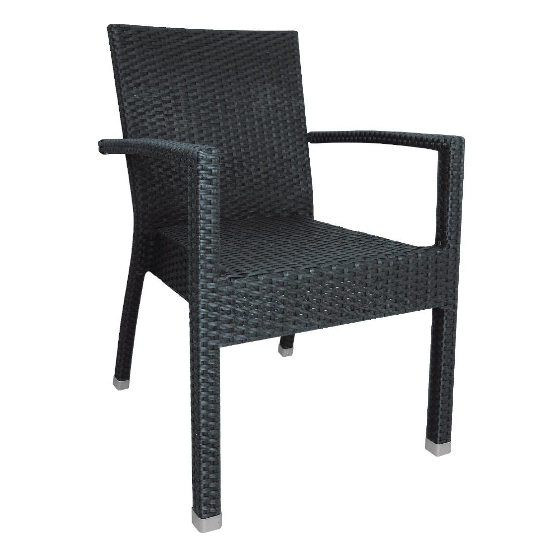 Bolero PE Wicker Armchairs Charcoal (Pack of 4)