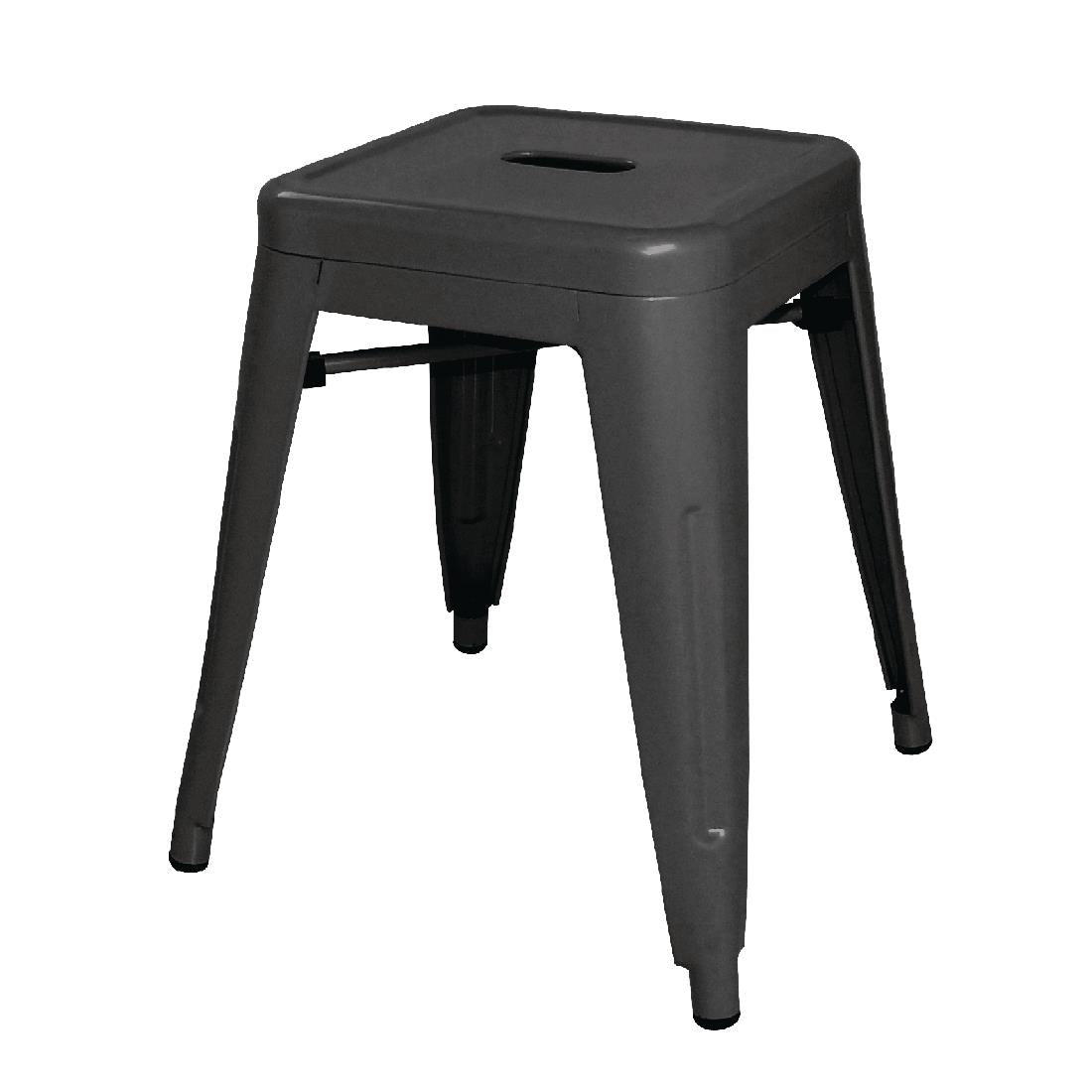 Bolero Bistro SteelÊLow Stool Black (Pack Of 4)