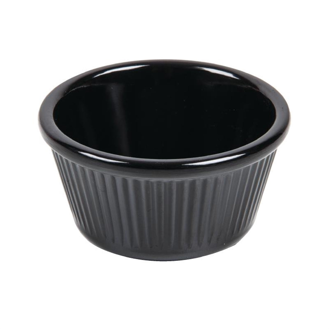 Olympia Kristallon Melamine Fluted Ramekins Black 89mm (Pack of 12)