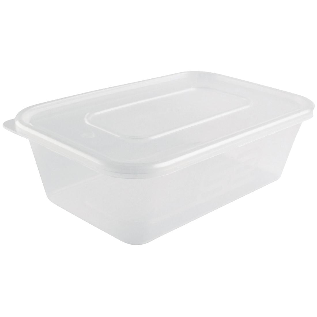 Fiesta Recyclable Plastic Microwavable Containers with Lid Medium 650ml (Pack of 250)