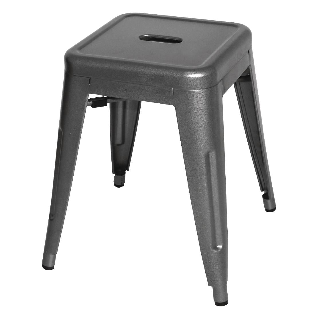 Bolero Bistro SteelÊLow Stool Gun Metal (Pack Of 4)