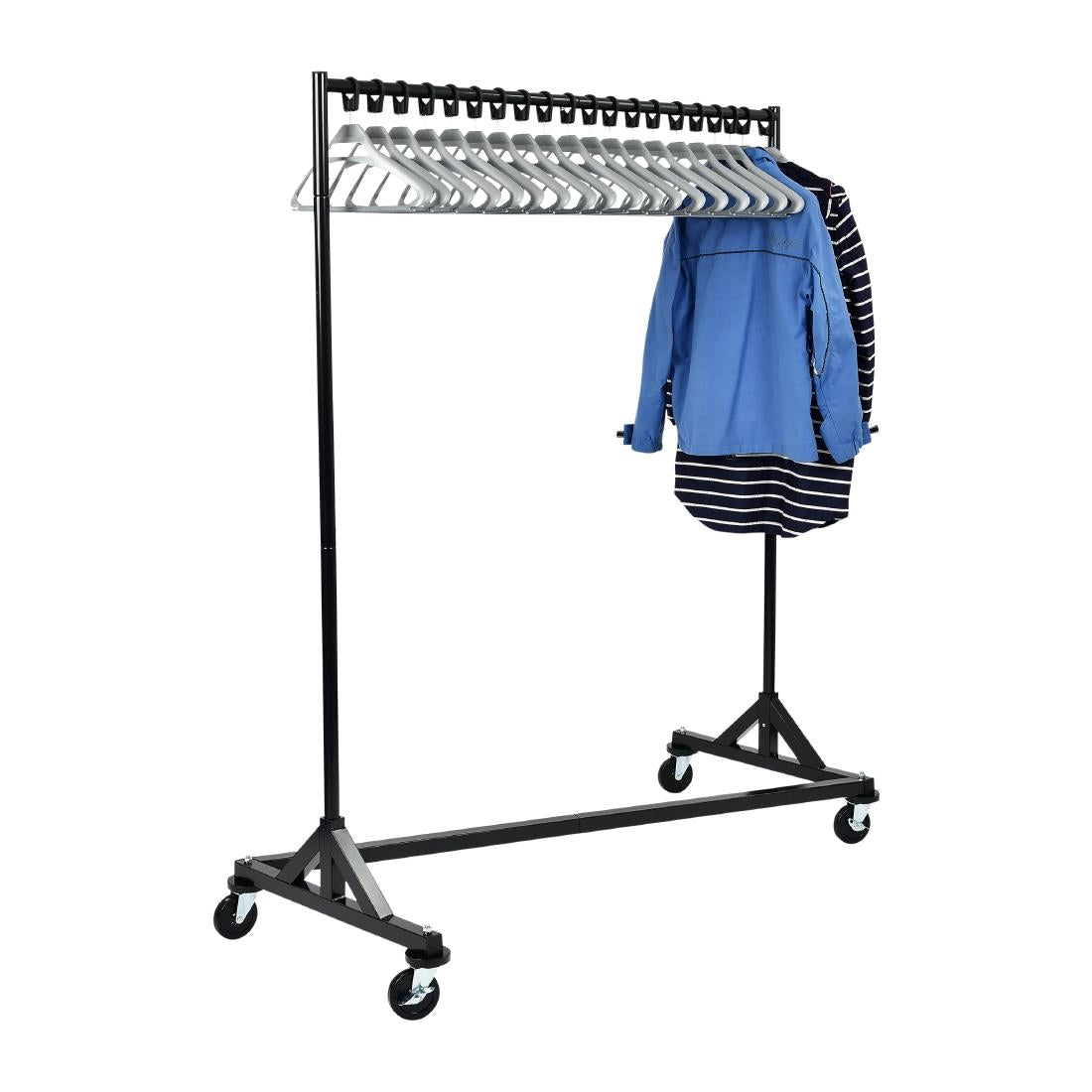 Black Garment Rail with 20 Grey Hangers