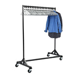 Black and Chrome Garment Rail with 20 Grey Hangers
