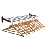 Wall Fixing Coat Rack with 10 Wooden Hangers