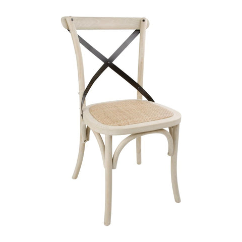 Bolero Wooden Dining Chair with Metal Cross Backrest