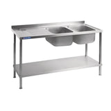 Vogue Fully Assembled Stainless Steel Sink Left Hand Drainer 1500mm