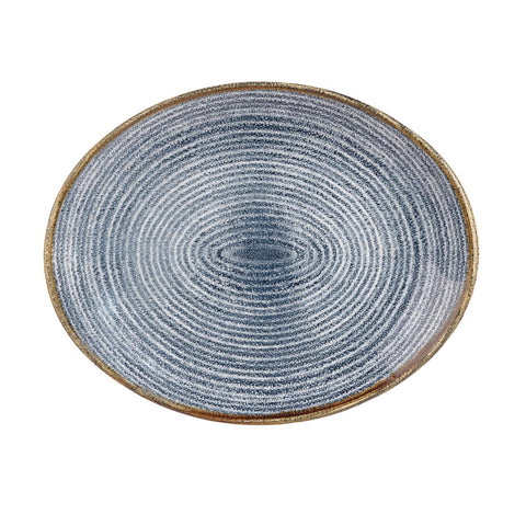 Churchill Studio Prints Homespun Oval Coupe Plates Slate Blue 317mm