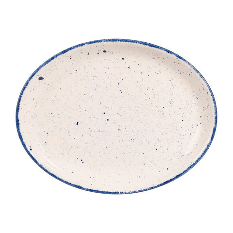 Churchill Stonecast Hints Oval Plates Blueberry Indigo 254mm