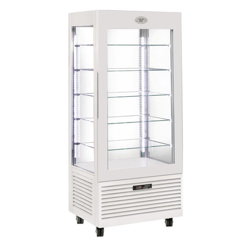 Roller Grill Display Fridge with Fixed Shelves White