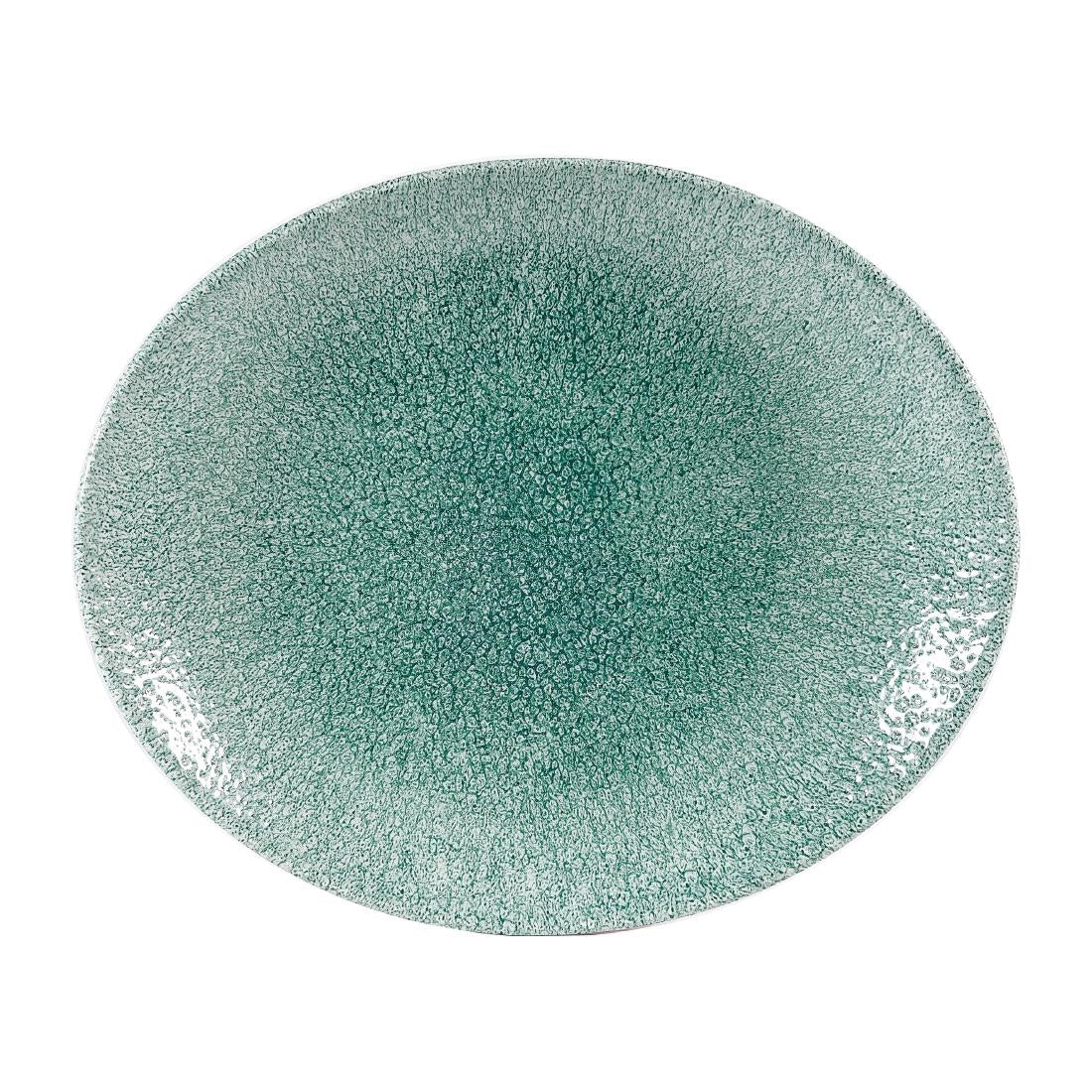 Churchill Studio Prints Raku Oval Coupe Plates Jade Green 317mm (12 Pack)
