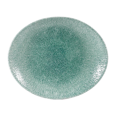 Churchill Studio Prints Raku Oval Coupe Plates Jade Green 317mm