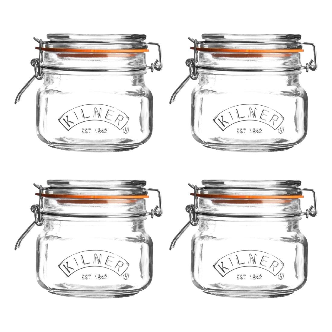 Kilner Square Clip Top JarÊ0.5LtrÊ(Pack 4)ÊÊÊÊ