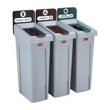 Rubbermaid Slim Jim Three Stream Recycling Station 87Ltr