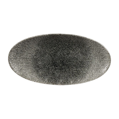 Churchill Studio Prints Raku Oval Plates Quartz Black 299mm (Pack of 12)