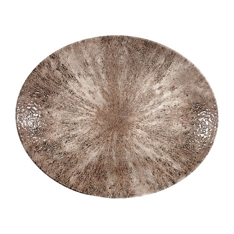 Churchill Stone Zircon Brown Orbit Oval Coupe Plates 270mm (Pack of 12)