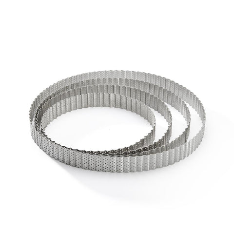 De Buyer Perforated Fluted Stainless Steel Tart Ring 240mm