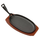 Olympia Cast Iron Oval Sizzler with Wooden Stand 24cm