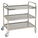 Vogue Stainless Steel 3 Tier Clearing Trolley Medium