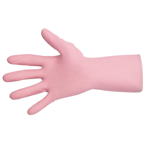 MAPA Vital 115 Liquid-Proof Light-Duty Janitorial Gloves Pink Large