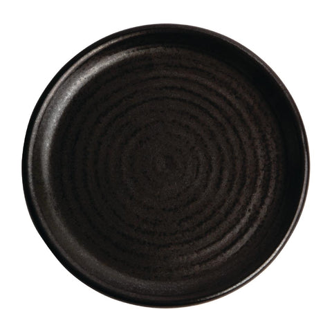 Olympia Canvas Small Rim Round Plate Delhi Black 180mm (Pack of 6)