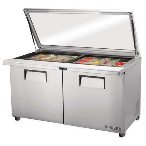 True Glass Lid Prep Counter Fridge TSSU-60-24M-B-ST-FGLID