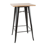 Bolero Bistro Bar Table with Wooden Top Black (Single)