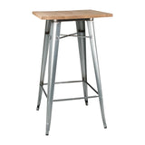 Bolero Bistro Bar Table with Wooden Top Galvanised Steel (Single)