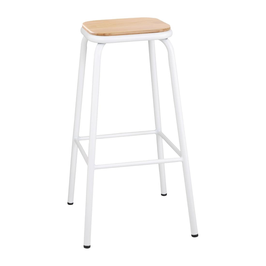 Bolero Cantina High Stools with Wooden Seat Pad White (Pack of 4)