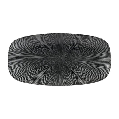 Churchill Studio Prints Agano Oblong Chefs Plates Black 355 x 189mm (Pack of 6)