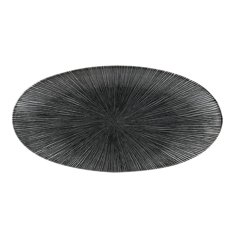 Churchill Studio Prints Agano Oval Chefs Plates Black 299 x 150mm (Pack of 12)